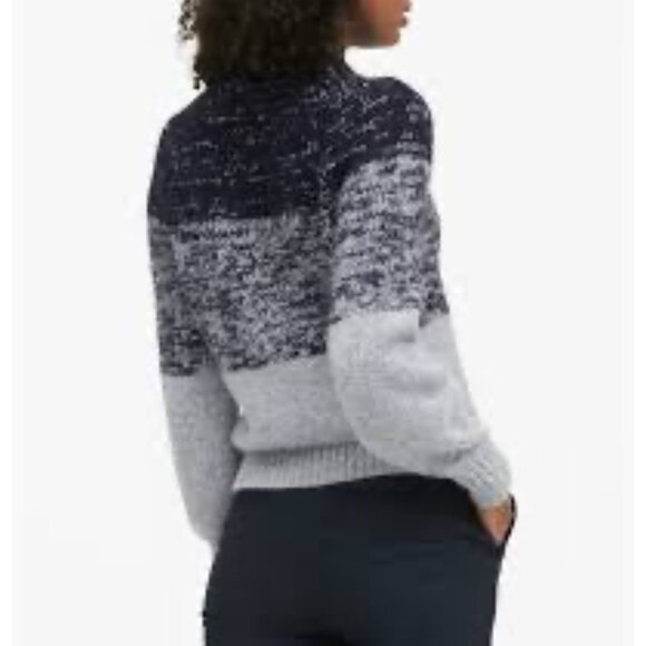 Banana Republic knit sweater Petite Navy stripe wool blend sz small colorblock - Picture 2 of 10